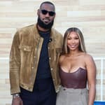 LeBron James and wife Savannah James arrive at the Los Angeles Premiere Of Netflix's 'Hustle'