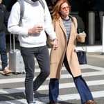 Brittany Snow and fiance Tyler Stanaland at LAX International Airport