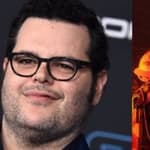 Josh Gad (left) California wildfires (right)