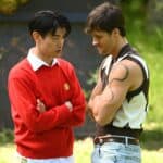 Rob Rausch and Eric Nam during an episode of "The Traitors."