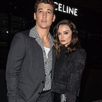 Miles Teller and Keleigh Sperry attend the Celine show as part of the Paris Fashion Week