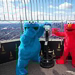 Elmo and Cookie Monster visit the Empire State Building in New York, US - 18 Feb 2022
