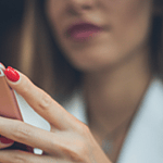 Woman looking at cell phone