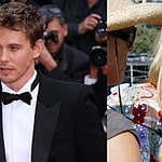 Photo collage of Austin Butler and Miley Cyrus.