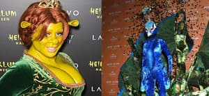 Heidi Klum as Fiona (left) Heidi Klum as a peacock (right)