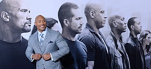 Dwayne Johnson at "Furious 7" premiere held in Los Angeles