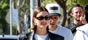 Justin Bieber and Hailey Bieber are seen leaving Great White