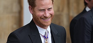 Prince Harry at the coronation of King Charles III and Queen Camilla at Westminster Abbey, London.