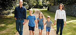 The Prince and Princess of Wales with their three children Prince George, Princess Charlotte and Prince Louis in Norfolk