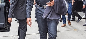 Michael Strahan is seen on the street in New York City.