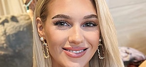 Veronika Rajek smiles close up