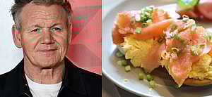 Gordon Ramsay (left) Breakfast dish (right)