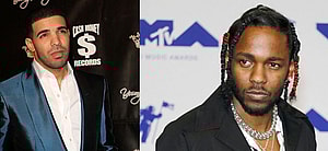 A collage of Drake and Kendrick Lamar