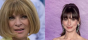 Photo collage of Anne Hathaway and Anna Wintour.