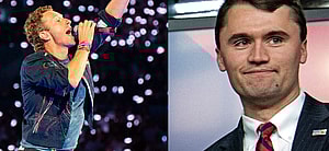 Coldplay (left) Charlie Kirk (right)