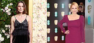 A photo collage of Keira Knightley and J.K. Rowling