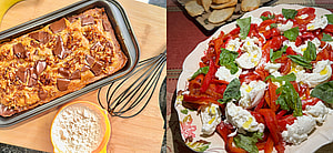 Favour Adegoke made Chrissy Teigen's Banana Bread; Kelly Coffey made Benny Blanco's Caprese with Roasted Red Pepper and Burrata