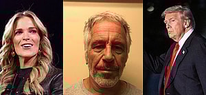 A photo collage of Megyn Kelly, Jeffrey Epstein, and Donald Trump.