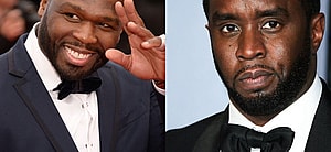 Photo collage of 50 Cent and Diddy.