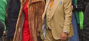 Lady Gaga wearing a fur and Al Pacino filming House of Gucci in Rome, Italy