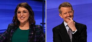 Mayim Bialik and Ken Jennings on Jeopardy!