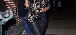 Tyra Banks seen posing outside The Late Show with Stephen Colbert in NYC