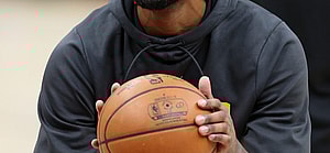 Tristan Thompson shoots free throws prior to the Cavaliers game against the Bulls