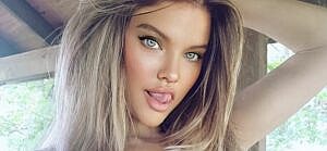 Dana Hamm sticks out her tongue