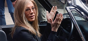 Jennifer Aniston and Jon Hamm filming season 3 of The Morning Show in NYC