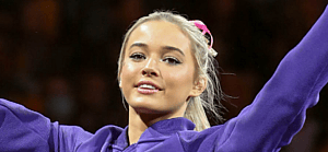 February 05, 2022: LSU's Olivia Dunne is introduced prior to NCAA Gymnastics action between the Auburn Tigers and the LSU Tigers at the Pete Maravich Assembly Center in Baton Rouge, LA. Jonathan Mailhes/CSM(Credit Image: © Jonathan Mailhes/Cal Sport Media) Newscom/(Mega Agency TagID: csmphototwo864828.jpg) [Photo via Mega Agency]