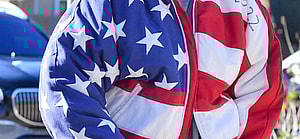 Kanye West heads to church wearing an American flag jacket