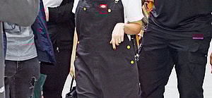 Kourtney Kardashian heads out in a Blink-182 t-shirt and overalls