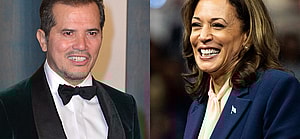 A photo collage of John Leguizamo and Kamala Harris