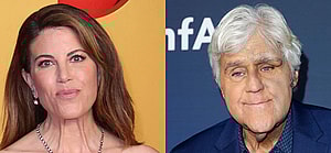 A photo collage of Monica Lewinsky and Jay Leno