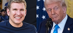 A photo collage of Todd Chrisley and President Donald Trump