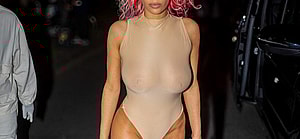 Bianca Censori turns heads in striking pink hair after the Prototype Show in Paris. 19 Jun 2024 Pictured: Bianca Censori. Photo credit: Aissaoui Nacer / MEGA TheMegaAgency.com +1 888 505 6342 (Mega Agency TagID: MEGA1155793_002.jpg) [Photo via Mega Agency]