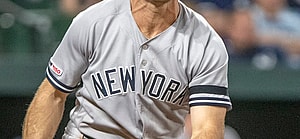 Brett Garner on the Yankees field