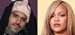 A photo collage of Chris Brown and Rihanna