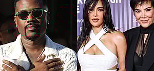 A photo collage of Ray J and Kim Kardashian with Kris Jenner