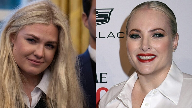 A photo collage of Erika Kirk and Meghan McCain