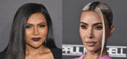 Portraits of Mindy Kaling and Kim Kardashian