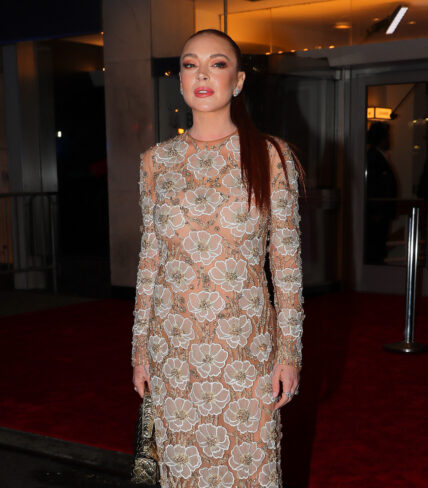 Lindsay Lohan arrives at the Paris Theatre with her Family in New York City