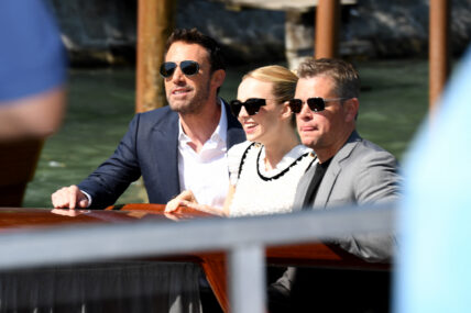 Matt Damon Ridley Scott Jodie Comer Ben Affleck and Nicole Holofcener arrive at the 78th Venice International Film Festival