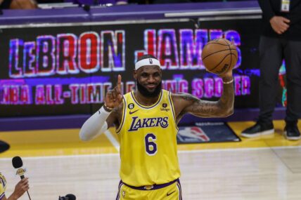 Lebron James on basketball court