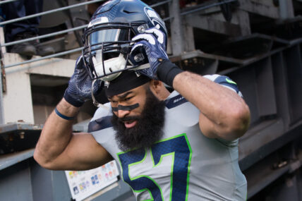 Seattle Seahawks linebacker Michael Wilhoite (57) takes the field during the NFL game between the Seattle Seahawks and the New York Giants at MetLife Stadium