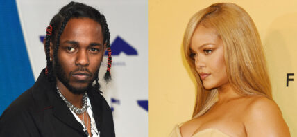 A photo collage of Kendrick Lamar and Rihanna