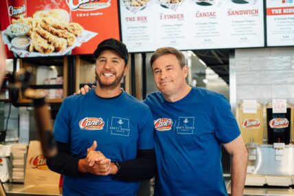 Luke Bryan and Todd Graves at Raising Cane's