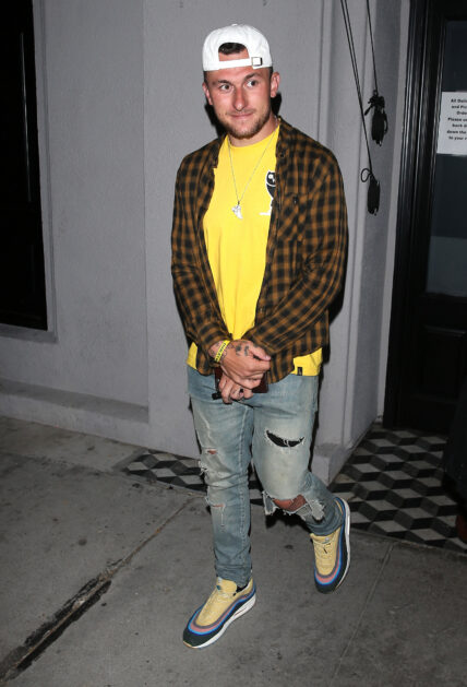Johnny Manziel was seen leaving dinner at 'Craigs' Restaurant in West Hollywood, CA.