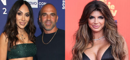 A photo collage of Melissa Gorga with Joe Gorga and Teresa Giudice