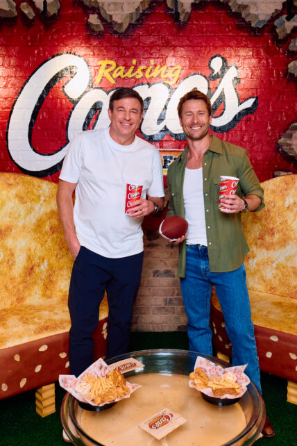 Glen Powell and Todd Graves at launch party